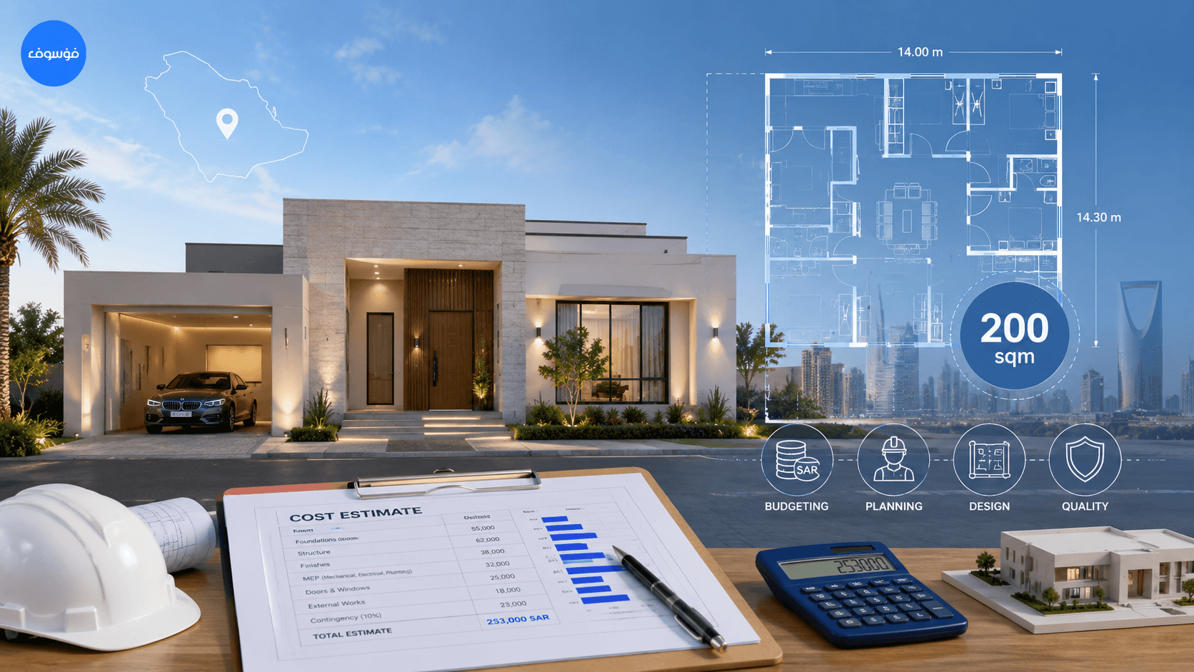 Cost to build a 200 sqm house in Saudi Arabia