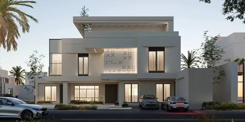 واجهة فيلا حديثة ضمن عملية التصميم المعماري