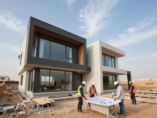 فيلا حديثة تحت التنفيذ مع فريق هندسي